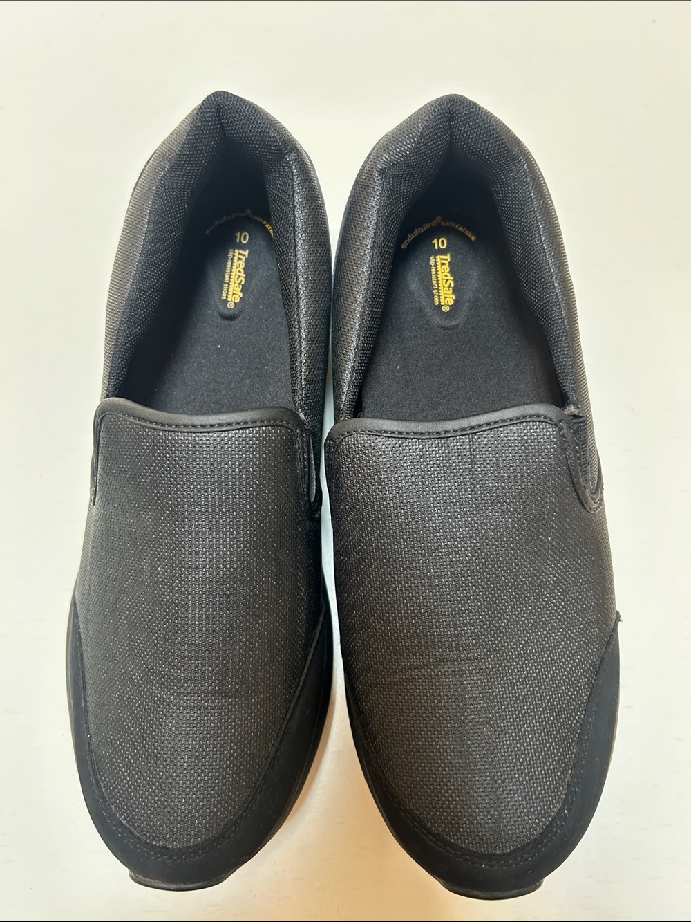 Men's Black Slip-On Work Loafers with Cushioned Insole